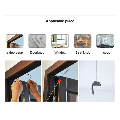 1PC Cat Toy Self-excited Hanging Door Retractable Scratch Rope Mouse Pet Stick Supplies Home Play Funny Interactiv Kitten